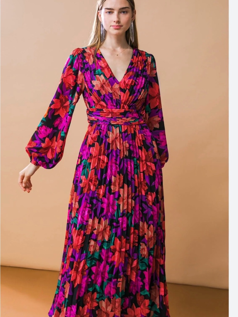 Flying Tomato Multi-Color Floral V-Neck Maxi Dress